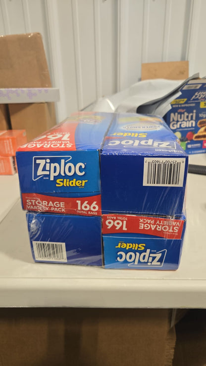 Ziploc Slider Storage Bag, Variety Pack, 166-count