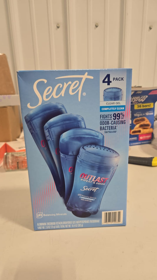 Secret Outlast Clear Gel Deodorant Completely Clean 2.6 Ounce (Pack of 4)