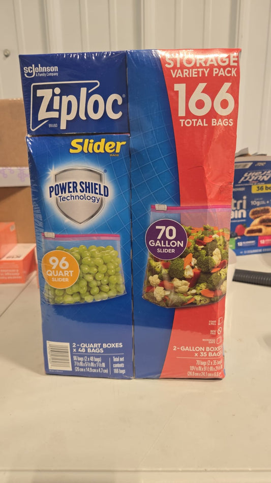 Ziploc Slider Storage Bag, Variety Pack, 166-count